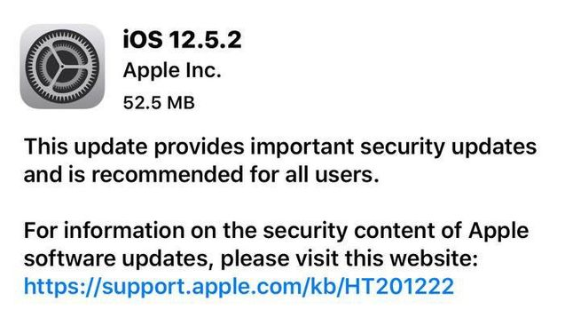 石鼓苹果手机维修分享iOS12.5.2发布，建议所有老苹果用户安装 